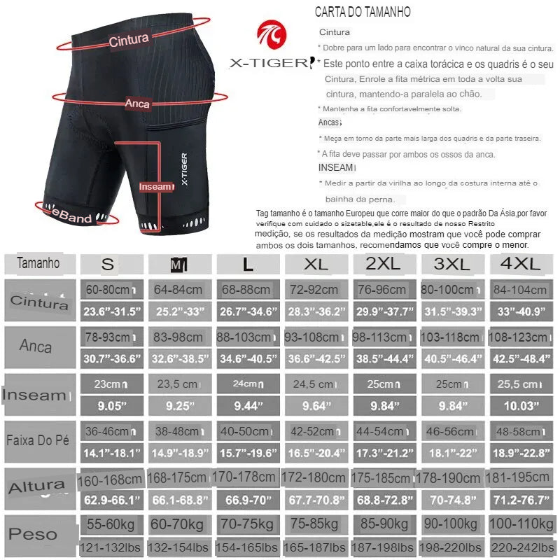 X-TIGER-Shorts de Ciclismo